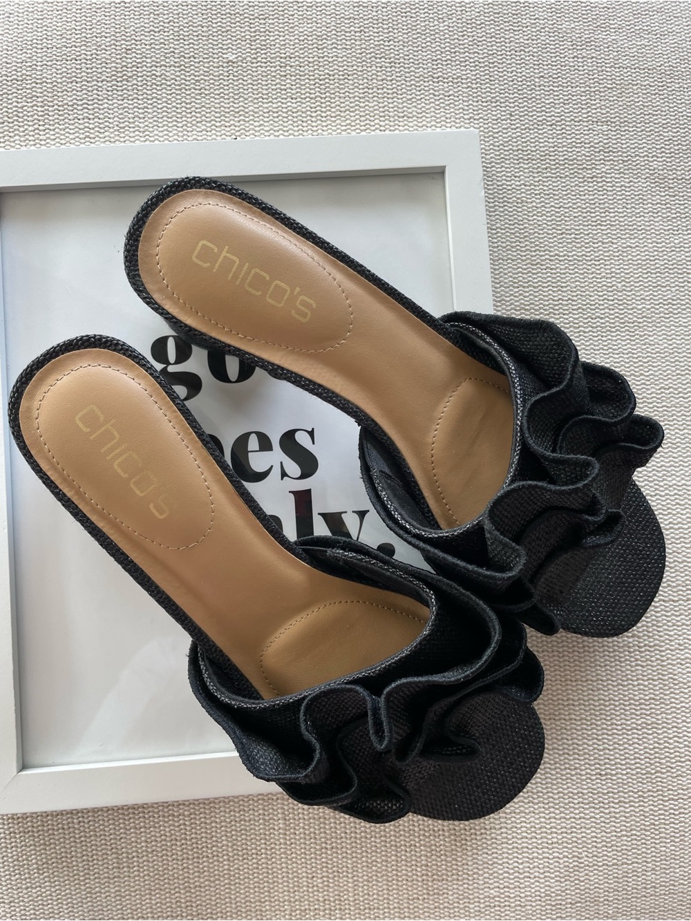 Chico's Whitney Raffia Ruffle Slide Sandals - Picture 5 of 10